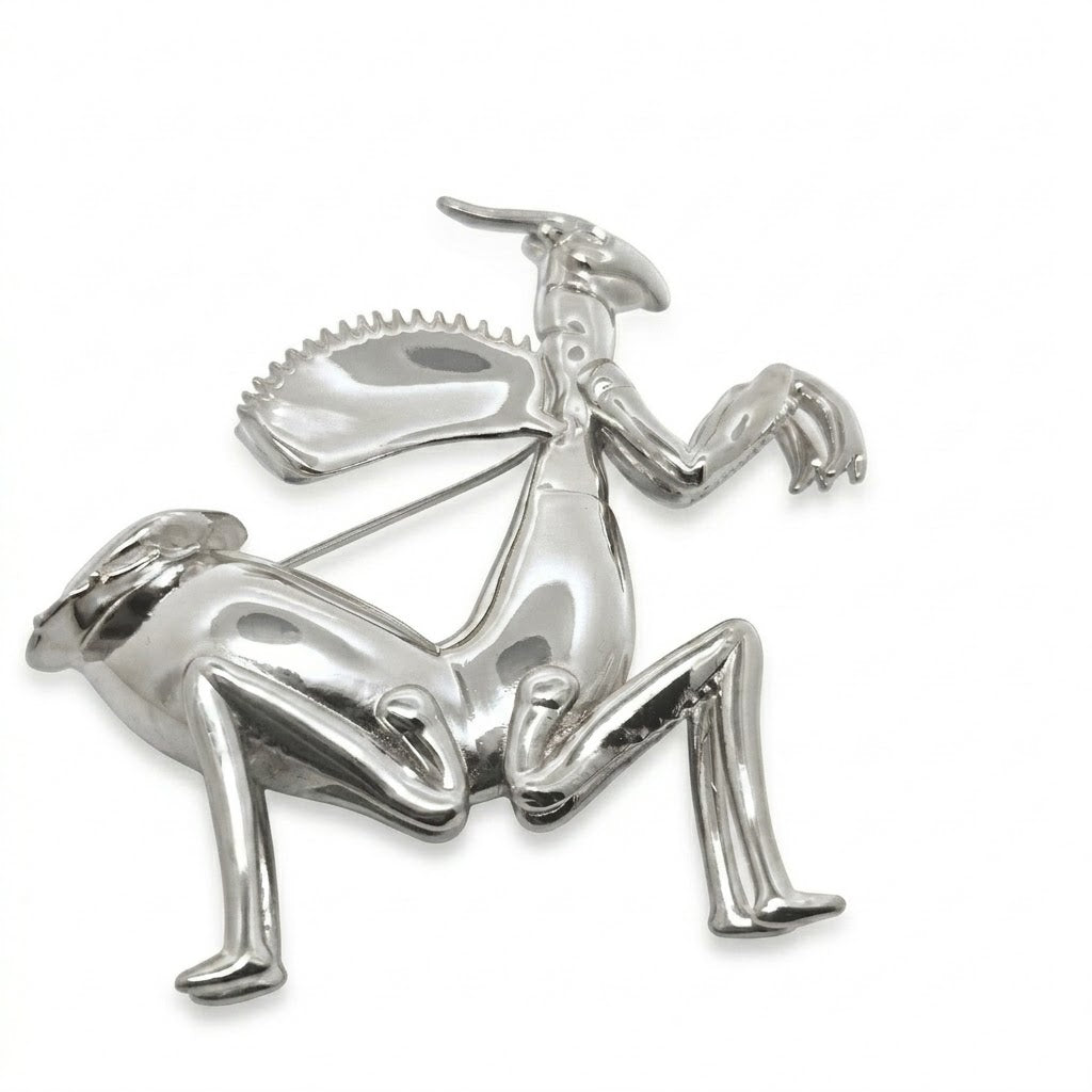 Spilla "mantide carnivora" in ottone