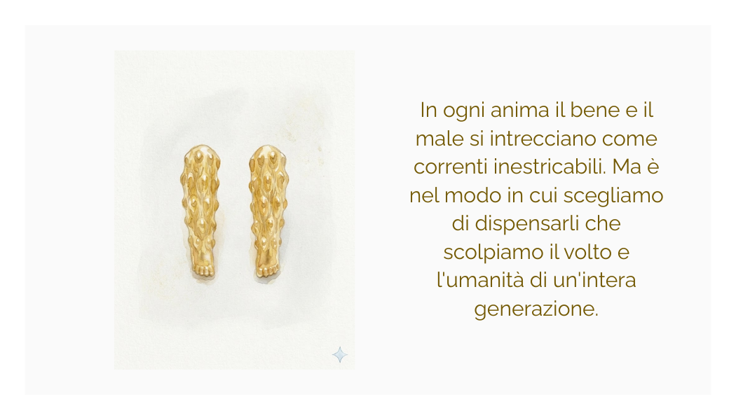 Orecchino "bene e male II" in ottone placcato oro