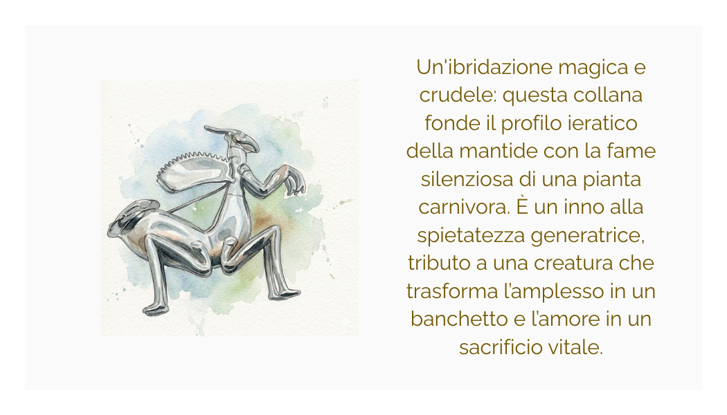 Spilla "mantide carnivora" in ottone placcato oro