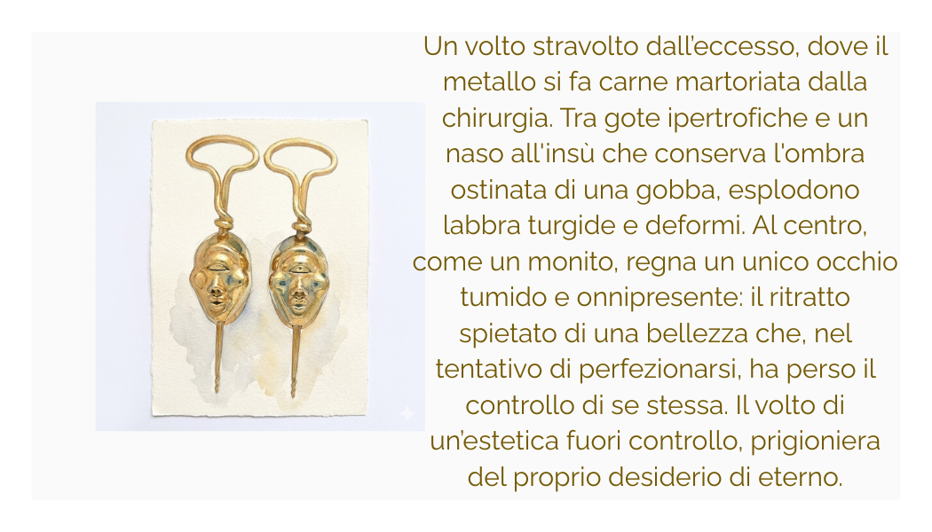 Orecchino "il tarlo della bellezza" in ottone placcato argento