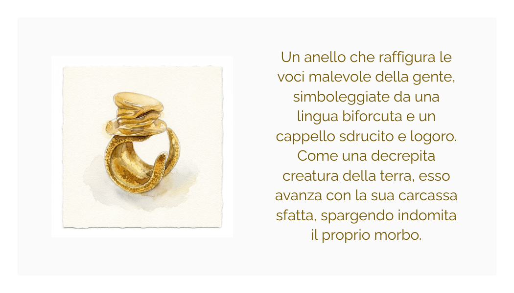 Ring "la malalingua" aus vergoldetem Messing