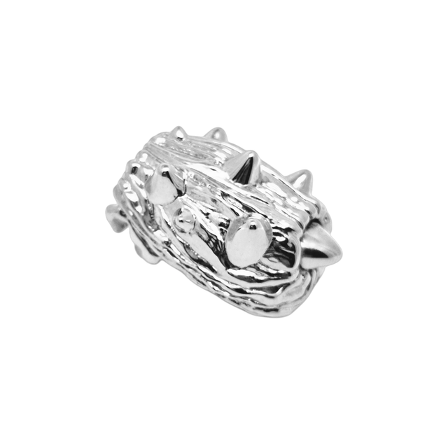 "Trunk" ring in silver-plated brass