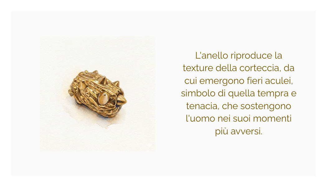 "Trunk" ring in silver-plated brass